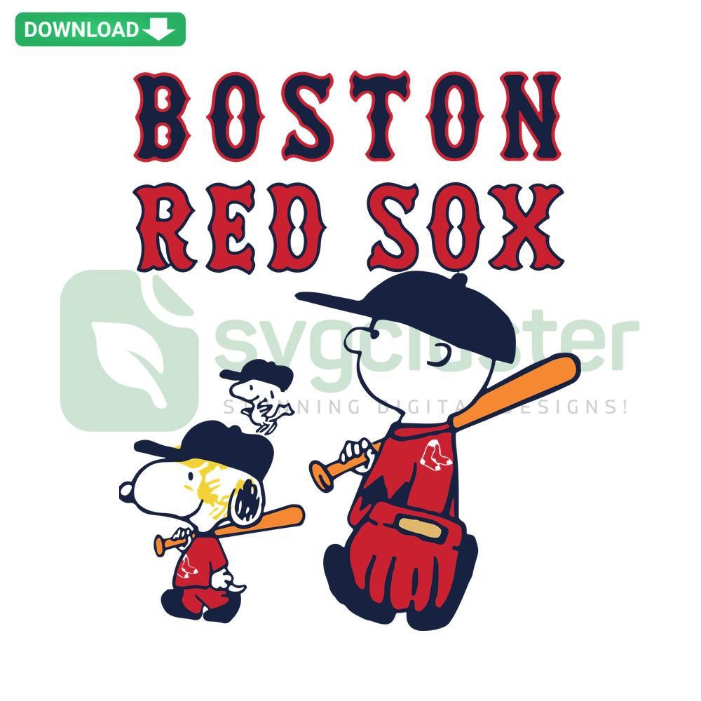 Boston Red Sox Snoopy & Charlie Brown SVG, T-Shirt Design, Cartoon Baseball Fans, Peanuts, Digital File