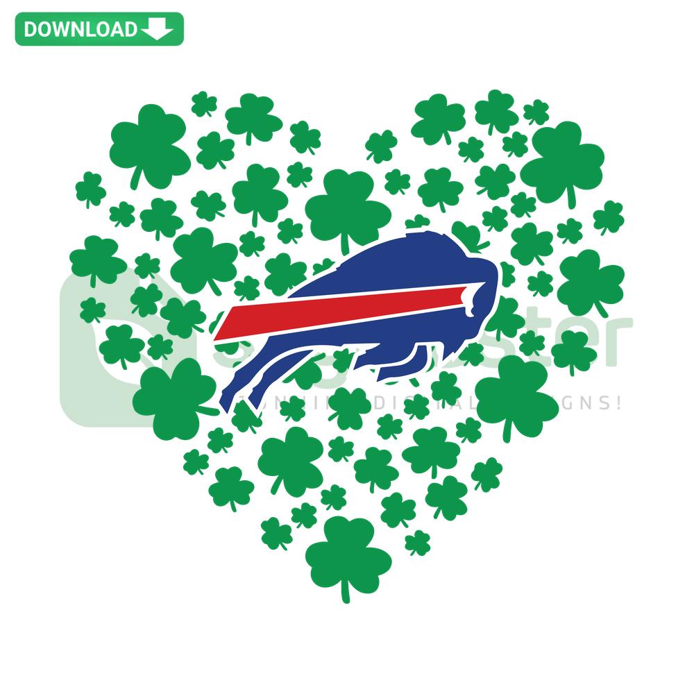 Clover Leaf St Patrick Day Buffalo Bills SVG, perfect for cards, features a festive shamrock design merged with team logo elements.