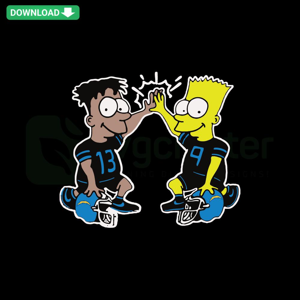 Simpson-themed Los Angeles Chargers SVG; vibrant digital design; printable vector files; perfect for sports fans; download now.