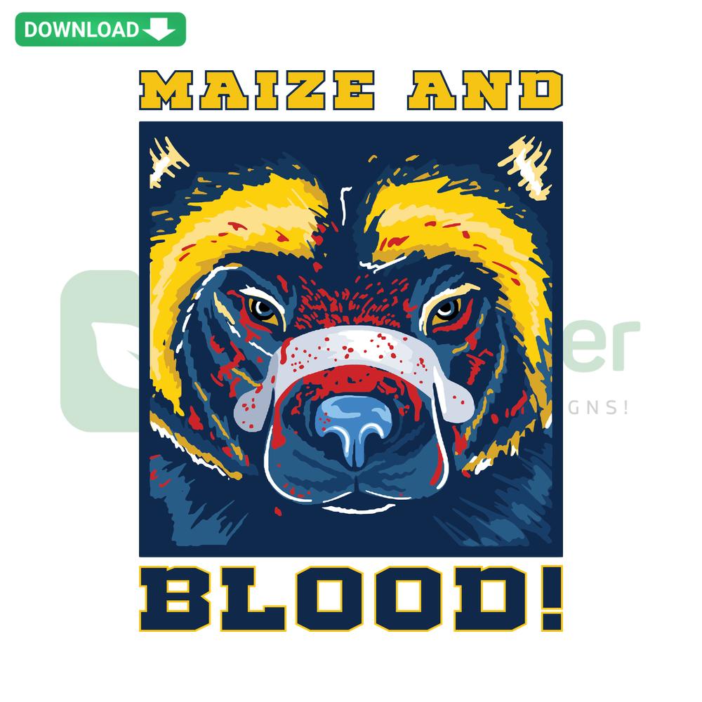 Maize And Blood Michigan College-themed SVG Clip Art, digital download, featuring bold collegiate fonts and color elements.