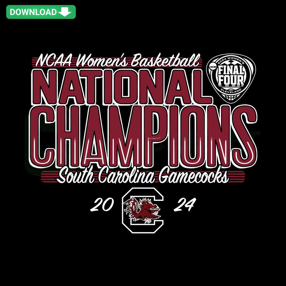 South Carolina Gamecocks Women's Basketball Champions SVG Design, perfect for NCAA fans, digital downloads, sports memorabilia.