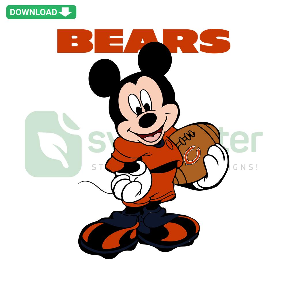 Chicago Bears Mickey Mouse NFL SVG Design, Unique Sports-Themed Digital Art Download