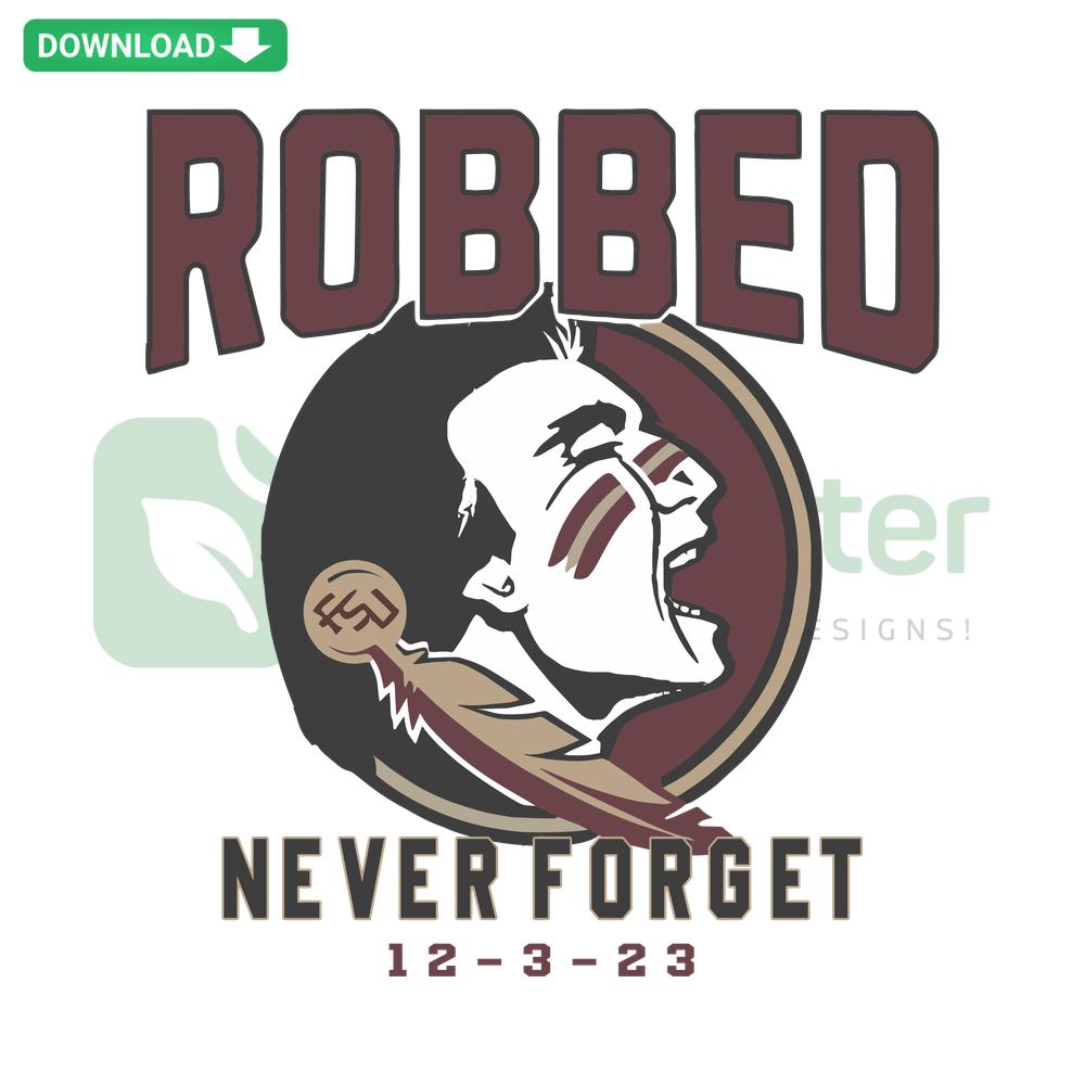 Florida State University Robbed Never Forget SVG, intricate craft patterns featuring university colors and motifs, ideal for DIY projects.