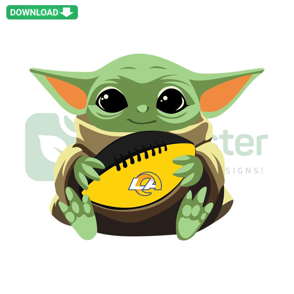 Los Angeles Rams Baby Yoda SVG Template, cute character design for card crafting, perfect for fan art digital download.