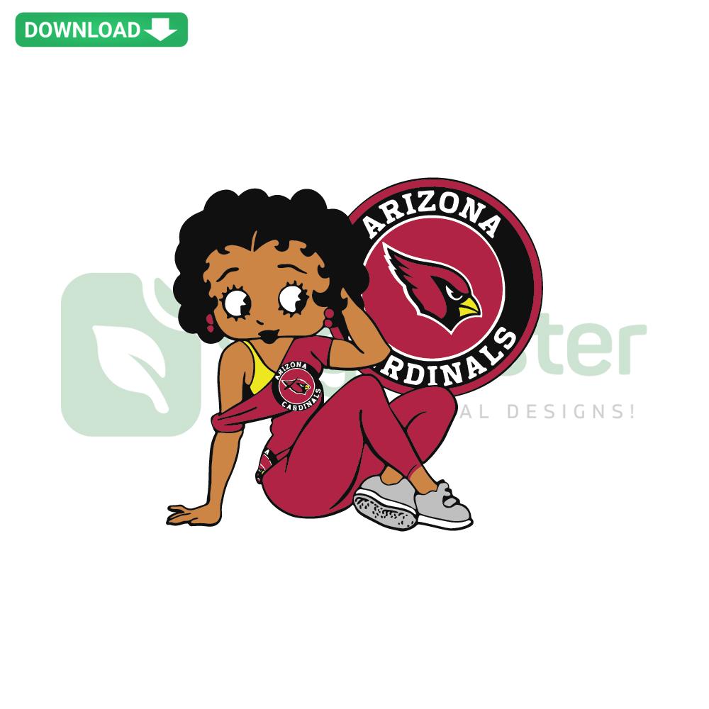 Arizona Cardinals Betty Boop SVG: Betty Boop in Cardinals uniform, digital download, printable asset for crafts and decor.