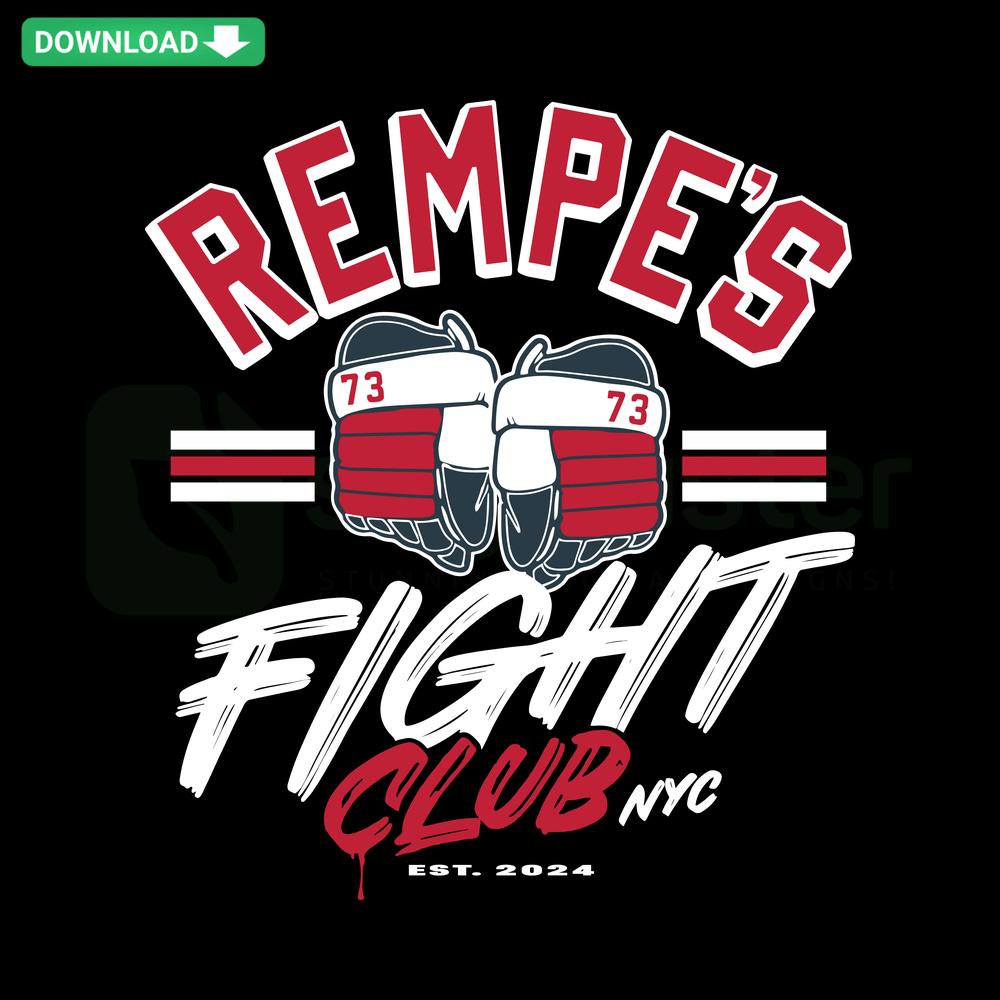 Quirky Rempes Fight Club Rangers Hockey SVG featuring bold text and hockey elements, perfect for sports-themed crafts. Download SVGCluster.