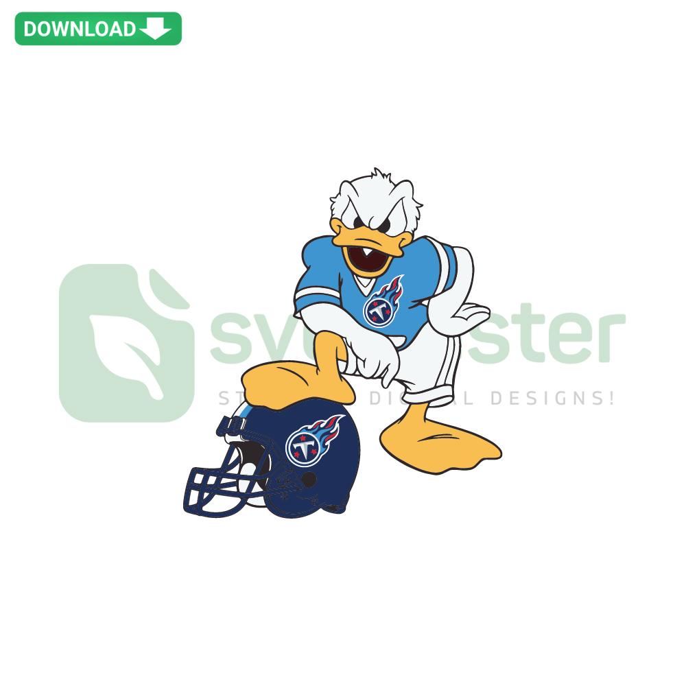 Donald Duck wearing Tennessee Titans gear SVG, digital download for designers, instant access, cartoon sports fan design.