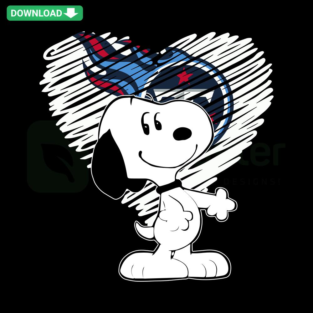 Snoopy Holding Heart with Tennessee Titans Logo SVG, Instant Digital Download, Valentines Day Football Graphics