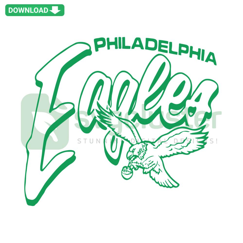 Retro Philadelphia Eagles SVG, vintage-style logo with bold green and white colors, perfect for Cricut cutting, digital download.