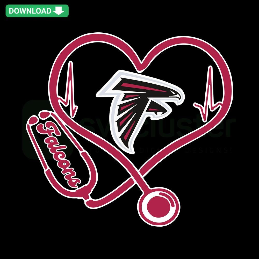 Atlanta Falcons Heart Stethoscope SVG design; commercial use, team logo integrated with stethoscope, healthcare-themed graphic.