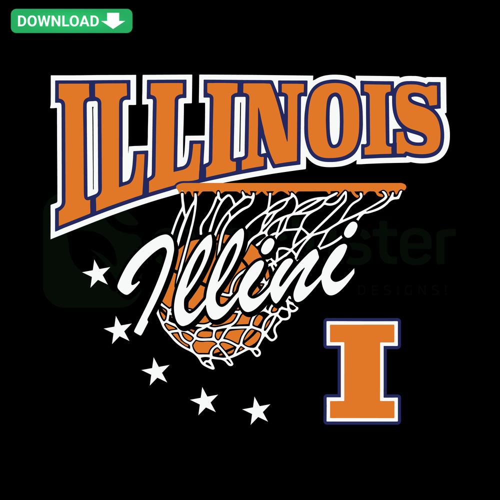 Illinois Fighting Illini Basketball Net SVG, NCAA Wall Art Digital Download, College Sports Design, SVG File for Crafts