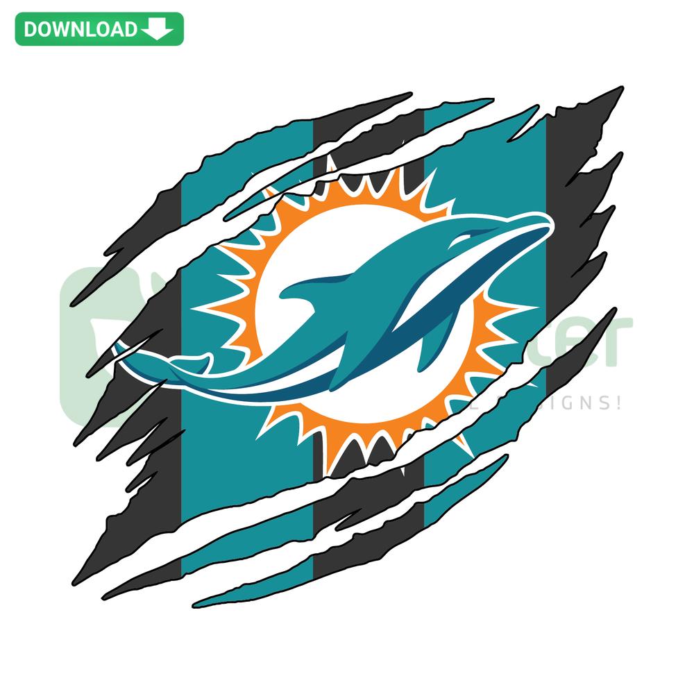 Miami Dolphins Torn NFL SVG Design featuring team logo, digital download, vibrant, high-quality vector art for crafting and apparel.