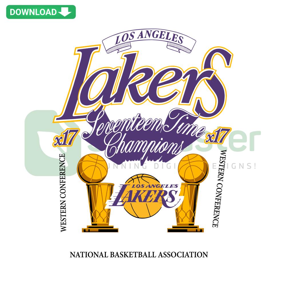 LA Lakers 17-Time Champions Basketball SVG, Instant Cricut Download, Purple/Gold Design, Championship SVG, Basketball Craft File