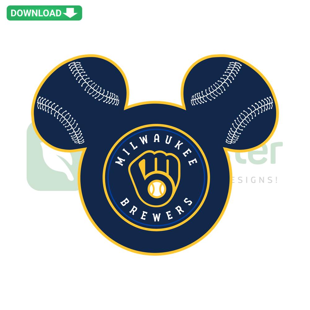 Milwaukee Brewers Baseball Mickey Mouse SVG, Editable Cricut Design featuring iconic Disney character in team uniform graphics.