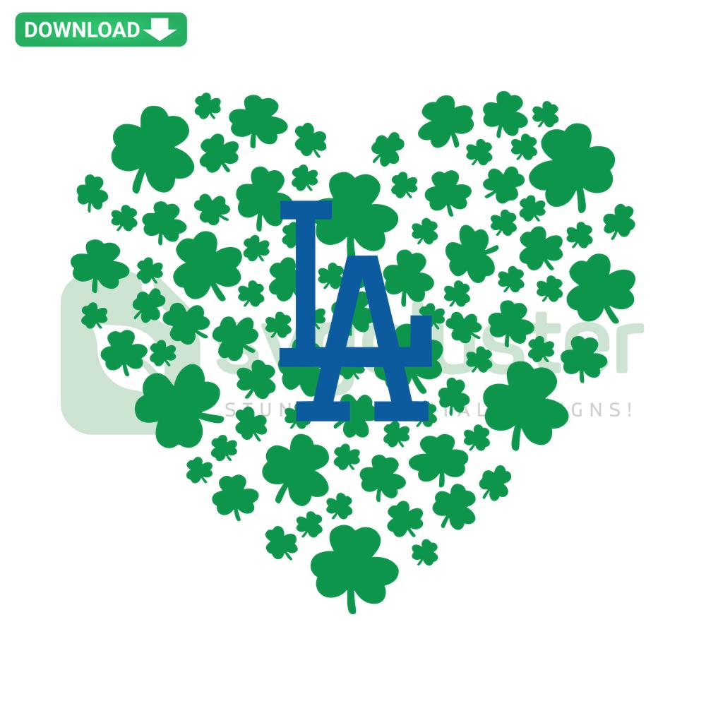 Clover Leaf St Patrick's Day Los Angeles Dodgers SVG with Shamrock Design - Unique Baseball Themed Holiday SVG