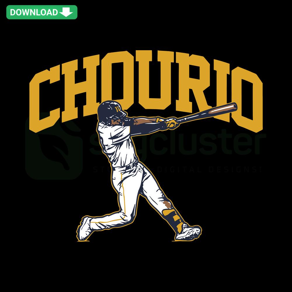 Jackson Chourio Swing Milwaukee Brewers SVG, Vector MLB Design featuring player silhouette and team colors.