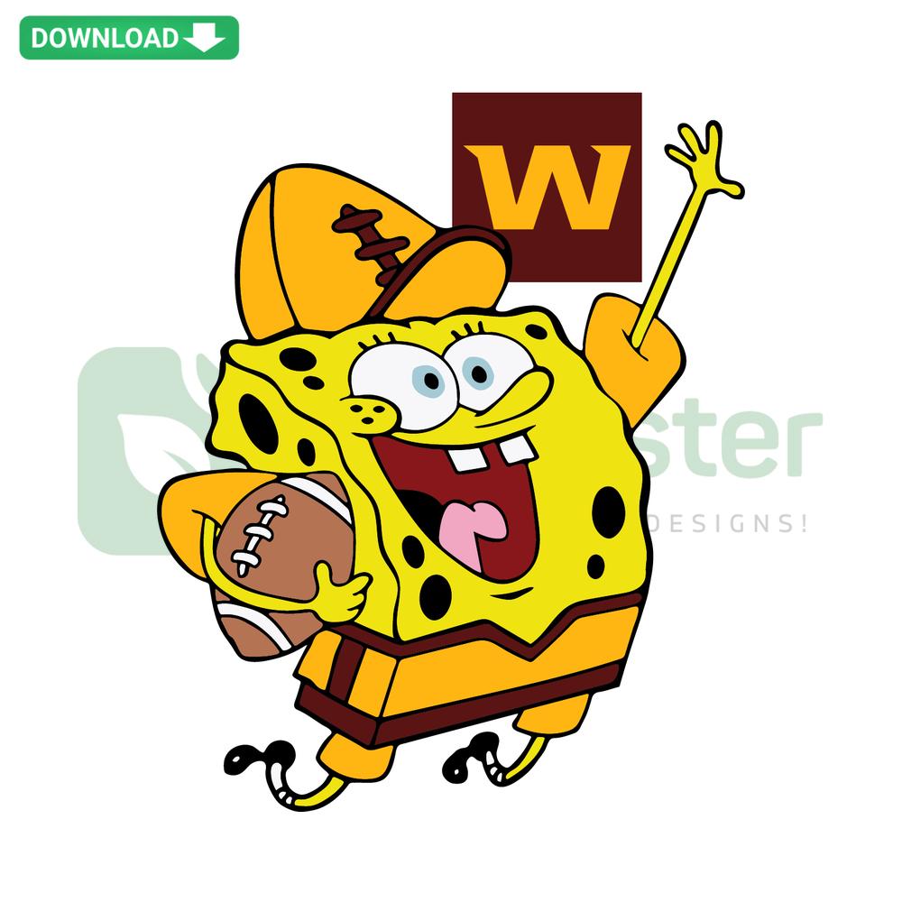 Washington Football Team Spongebob SVG, creative cartoon design, fan art, unique SVG digital download, sports-themed clipart.