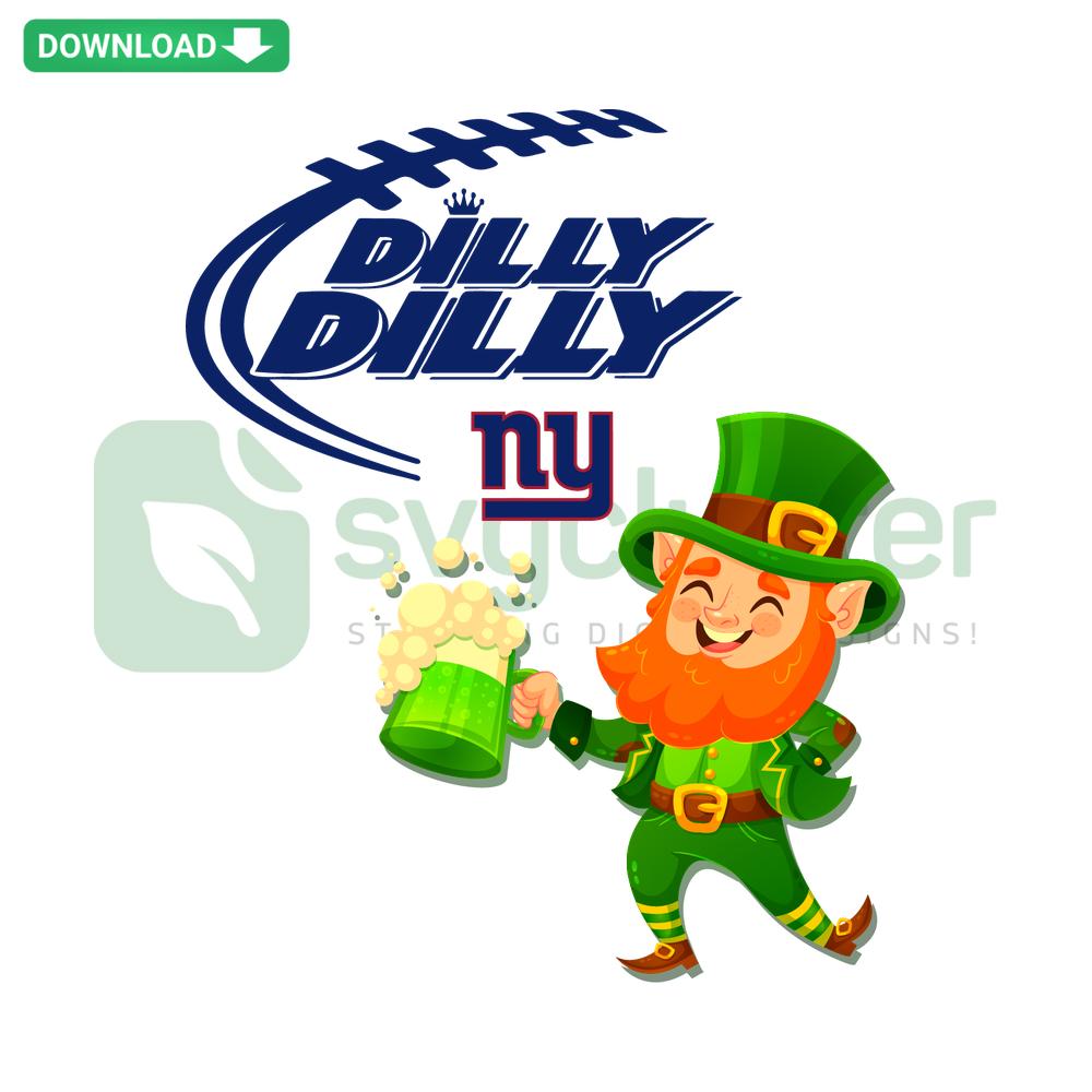 New York Giants Dilly Dilly St. Patrick's Day SVG, featuring Irish-themed clover and team logo, perfect for DIY crafts and prints.