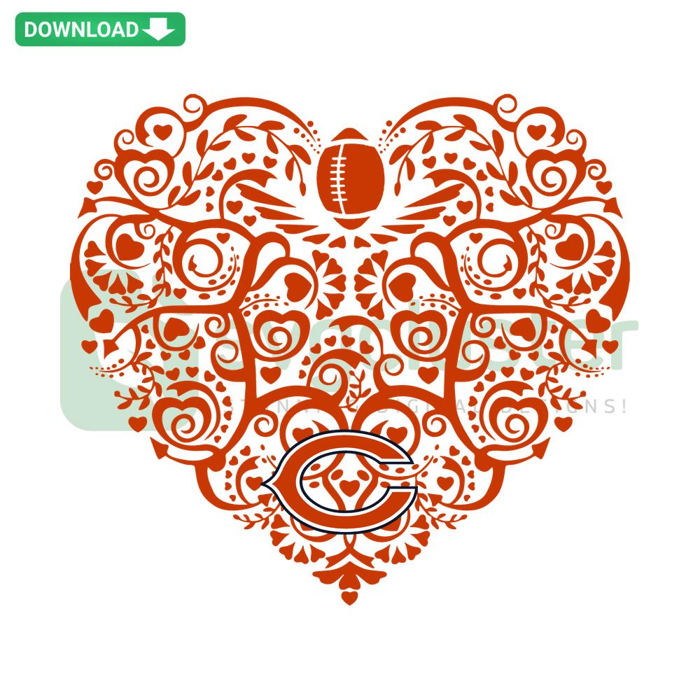 Chicago Bears Football Heart SVG: Vector Graphic Download with Team Colors & Logo for DIY Crafts, Sports Decor