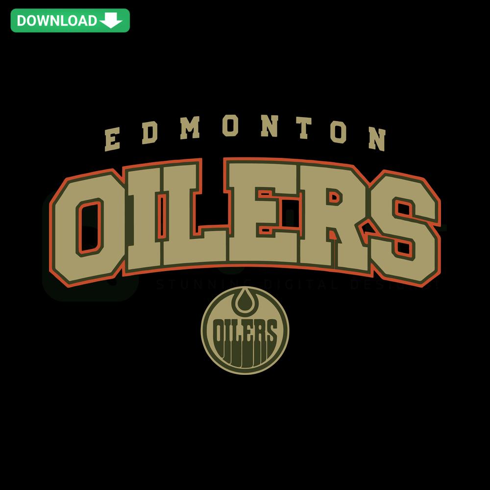 Edmonton Oilers Text SVG Cut File Digital Download, bold team font, perfect for Cricut/Silhouette crafts, sports-themed design.