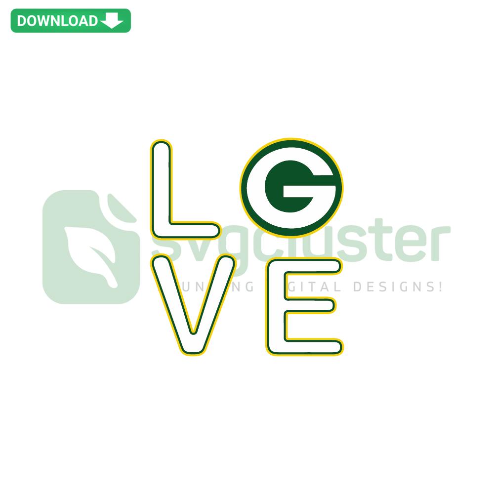Green Bay Packers Love SVG, Editable for Cricut, Digital Download, Green and Gold Heart Design, NFL Team Craft File