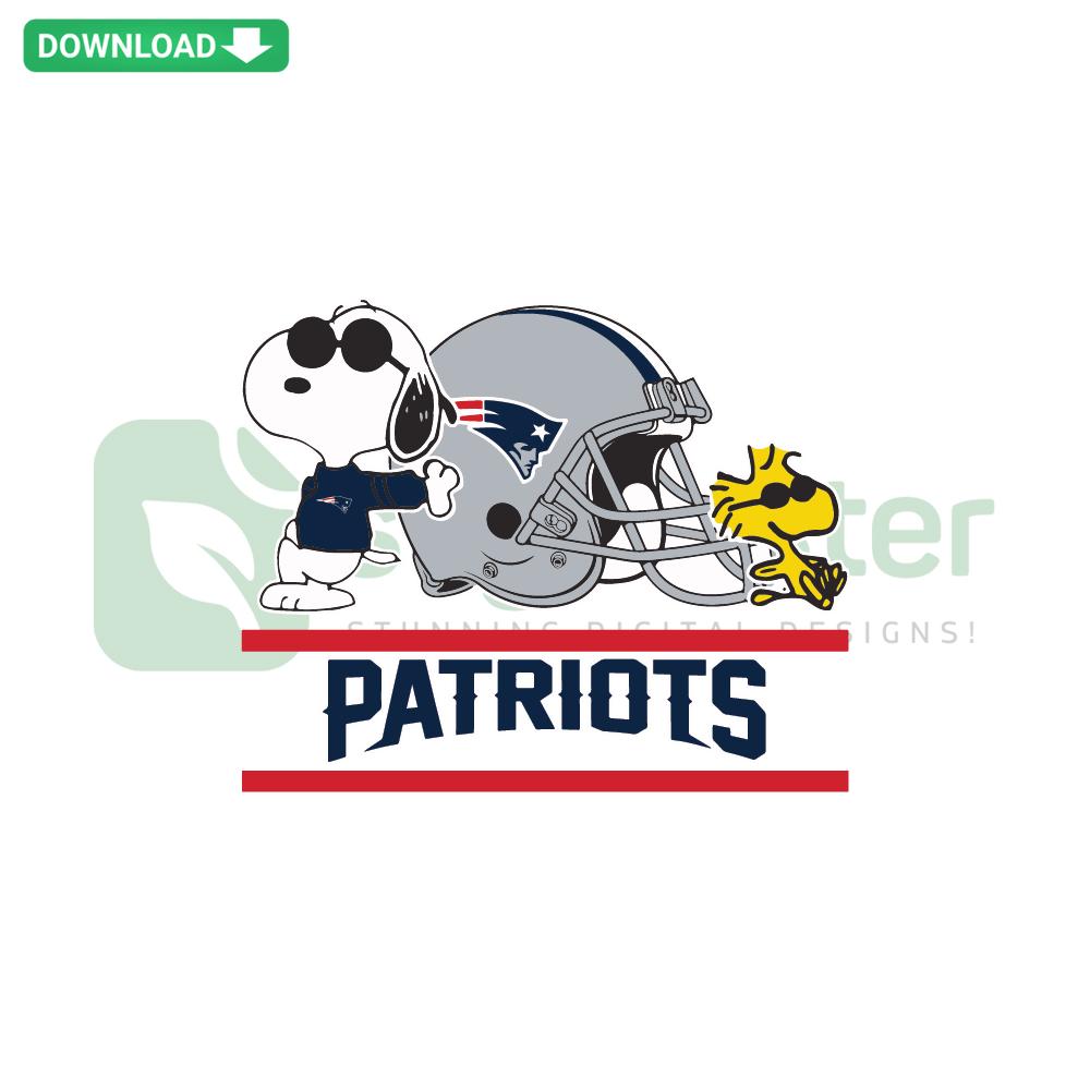 New England Patriots Snoopy Woodstock SVG design, vibrant team-themed graphics for designers, SVG resources, football illustration.
