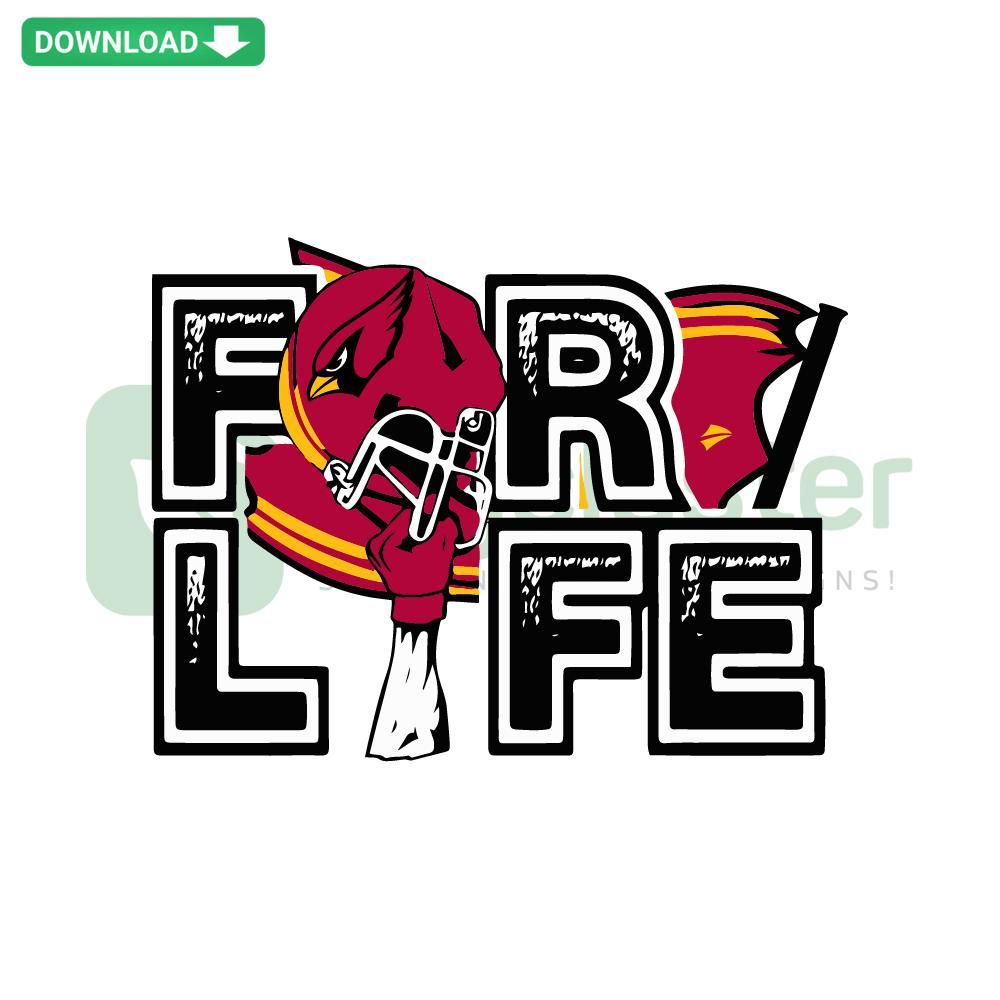 Arizona Cardinals For Life SVG Design featuring team logo, vibrant colors; ideal for DIY projects, crafts, NFL fans. Download SVG file.