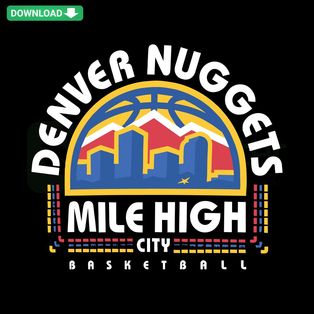 Denver Nuggets Mile High City Basketball SVG, editable digital design featuring team colors and logo elements for crafting and decor.