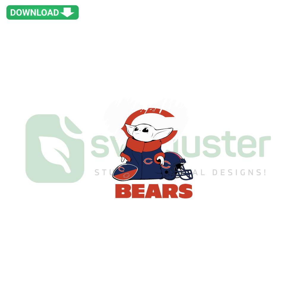 Baby Yoda Chicago Bears SVG: Star Wars character in Bears football gear, vector graphic, digital download, sports fan art