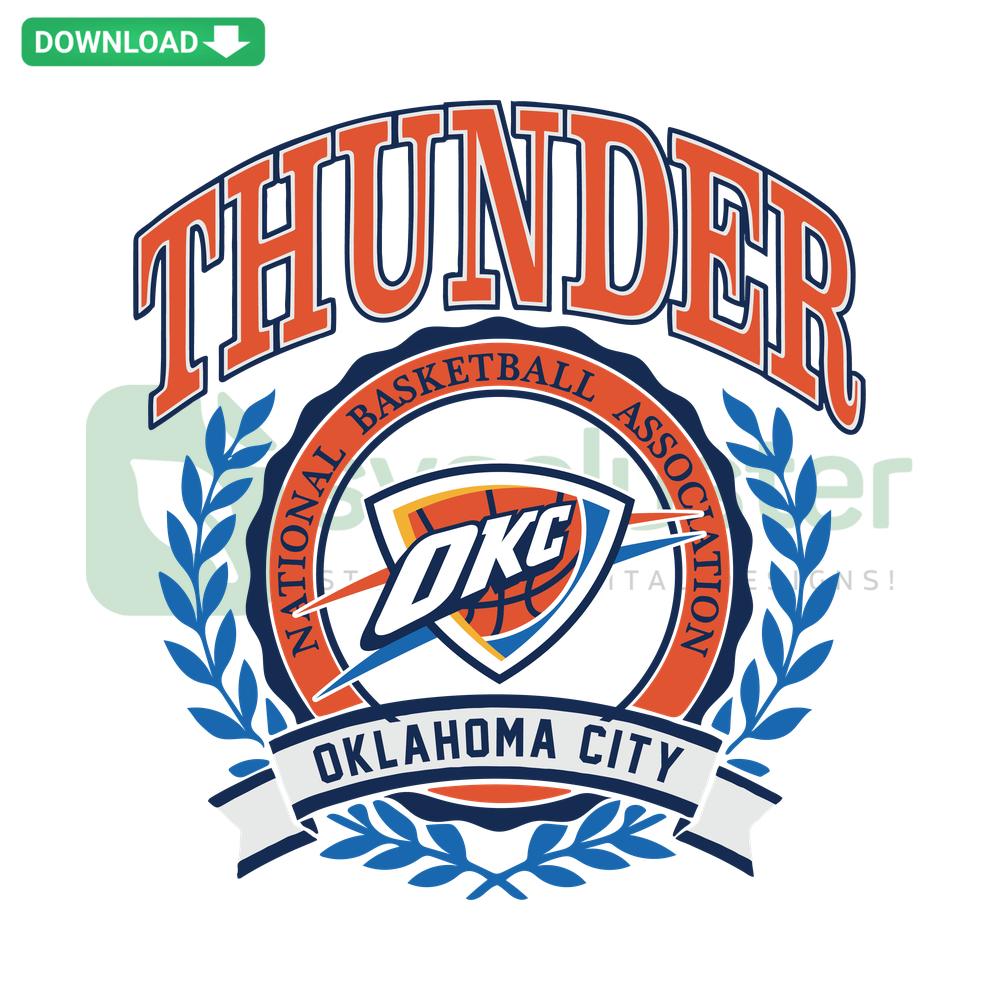 Oklahoma City Thunder Vintage NBA SVG, retro team logo design, digital assets by SVGCluster.