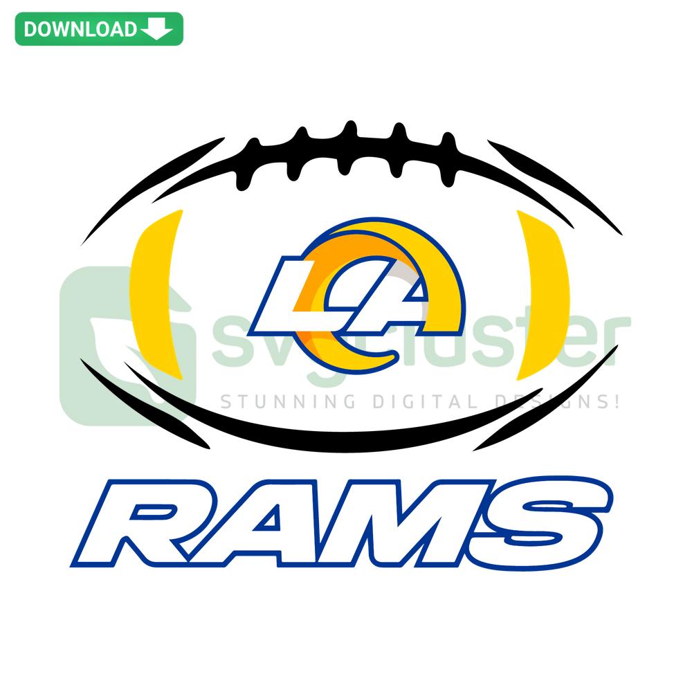 Los Angeles Rams Football SVG Download, Design features Rams logo and football graphics, perfect for team spirit crafts.