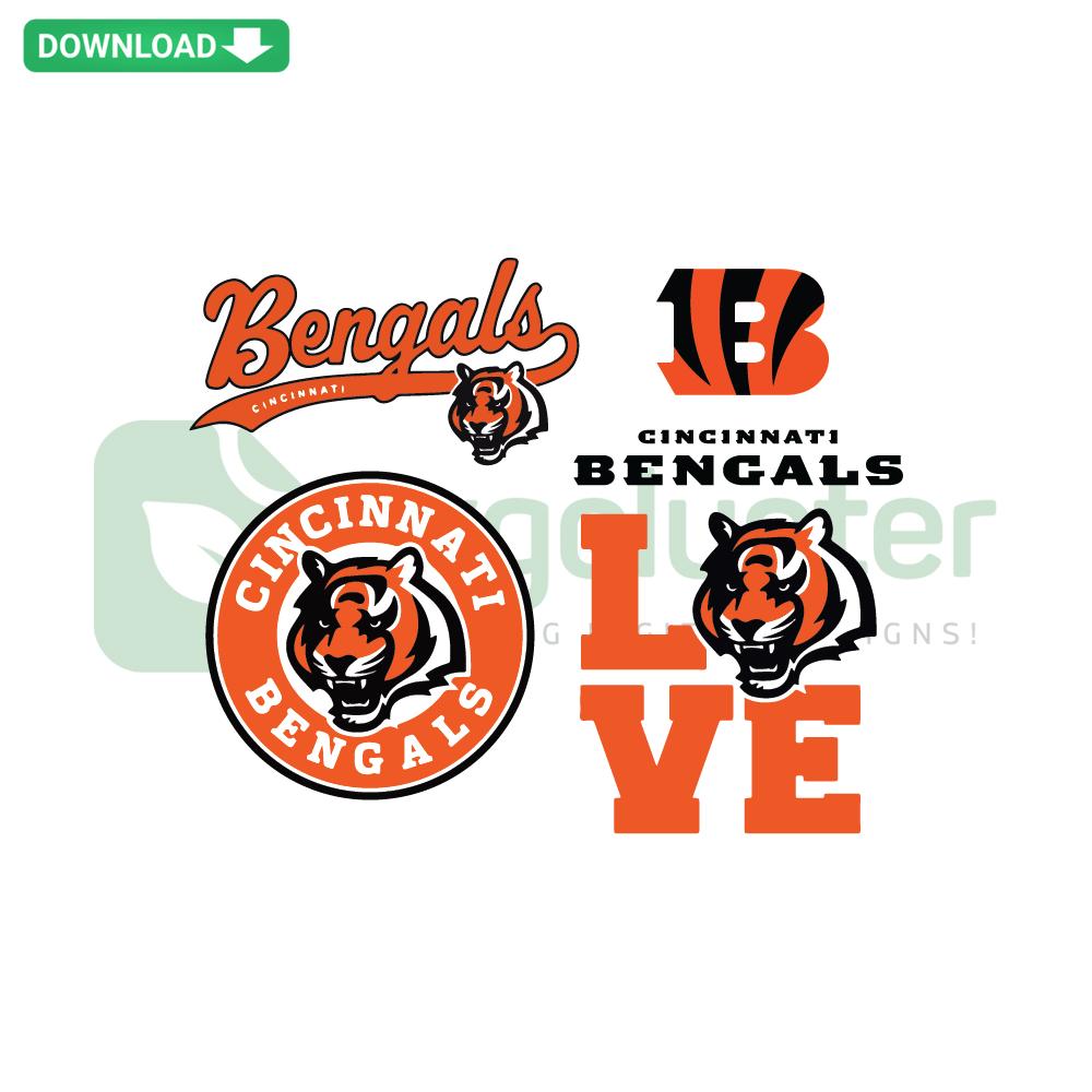 Cincinnati Bengals Football Bundle SVG, Digital Download, Printable Craft SVG Designs: Team Logo, Mascot Art, Helmet Graphics.
