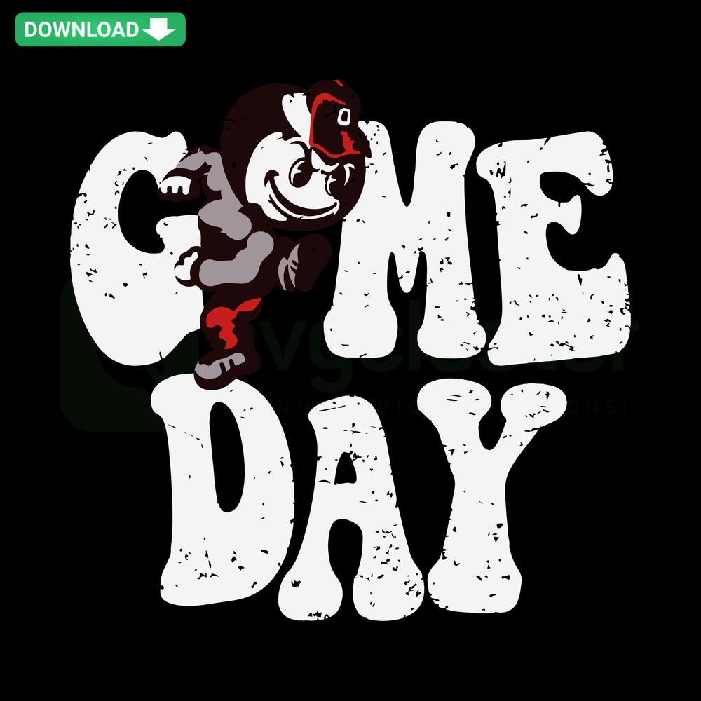 Ohio State Buckeyes Game Day Logo SVG, NCAA Vector Graphic, Red & Gray Colors, Downloadable Sports Design