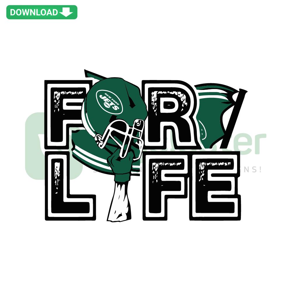 New York Jets For Life NFL SVG Design Download: Football-themed digital art, green and white graphics, instant download.