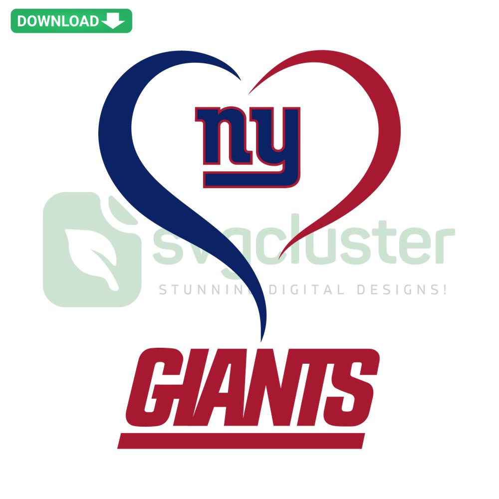 Bold Love New York Giants SVG with team colors, heart shapes, and iconic logo - perfect for Cricut, Silhouette crafts.
