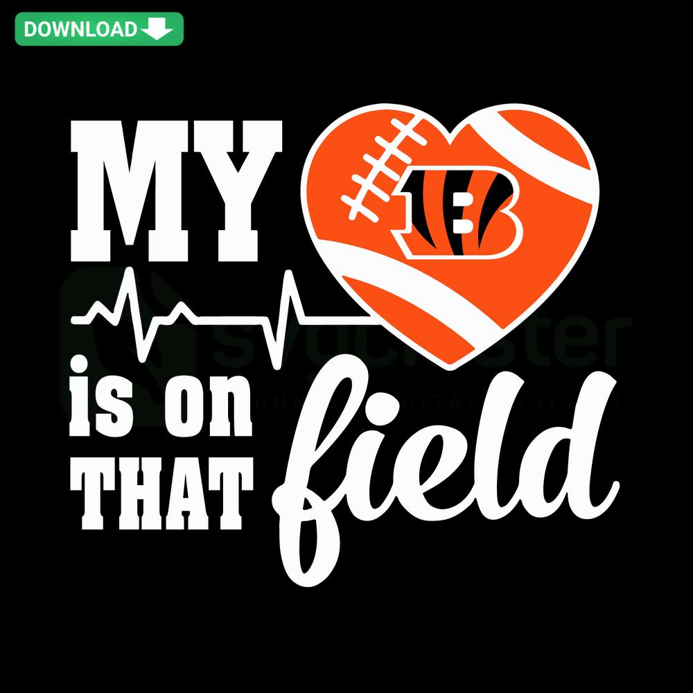 Cincinnati Bengals SVG: Heart-shaped field design, instant download graphics, perfect for sports fan merchandise and crafts.