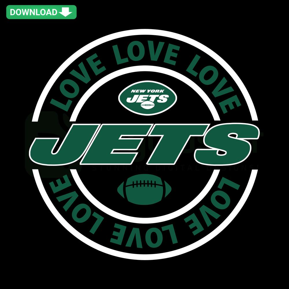 New York Jets SVG: Heart-shaped logo, digital download, printable assets, NFL football fan graphic, high-quality vector file.
