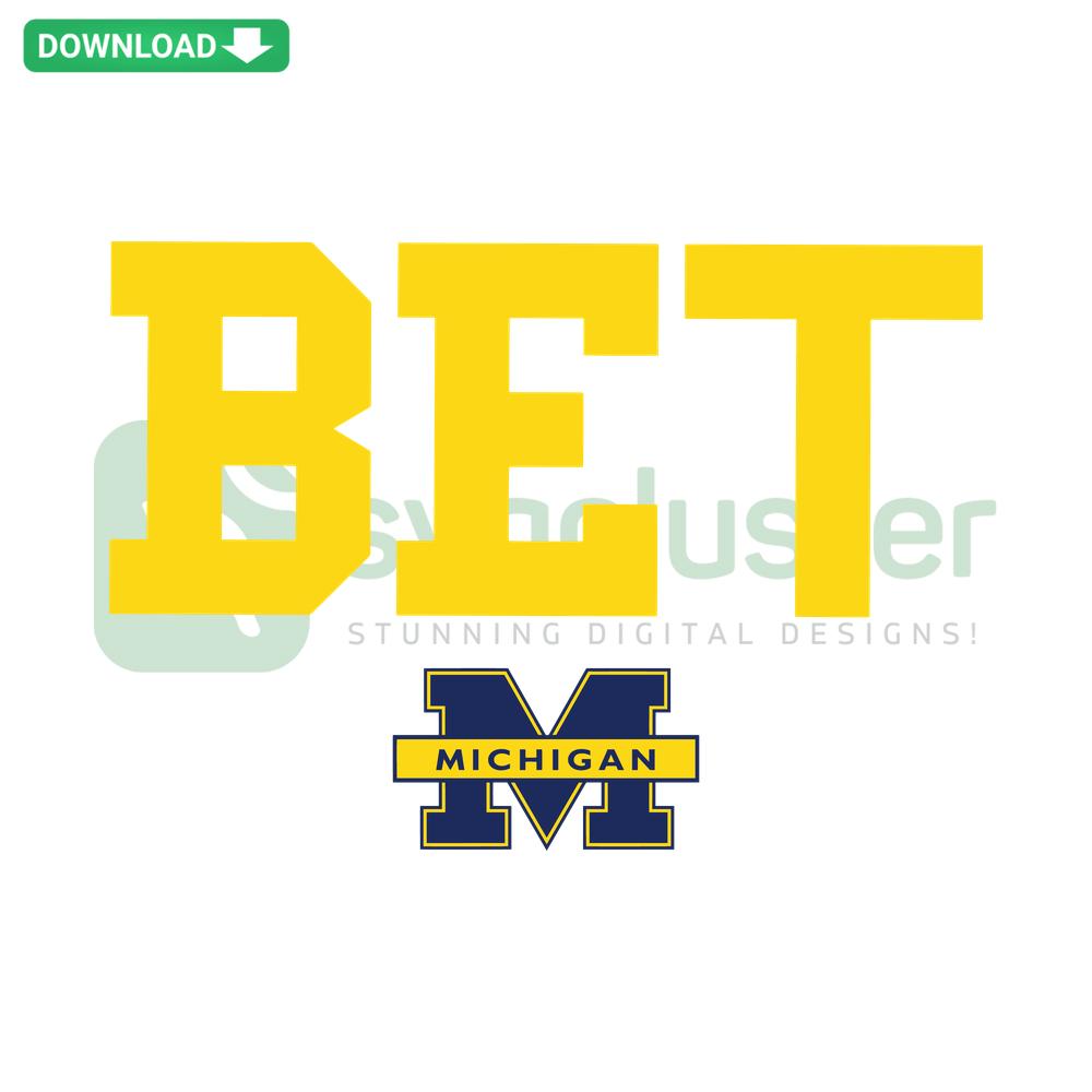 Michigan Wolverines SVG Digital Download, Crafting Design; BET sports-themed, blue and maize, perfect for Cricut projects.