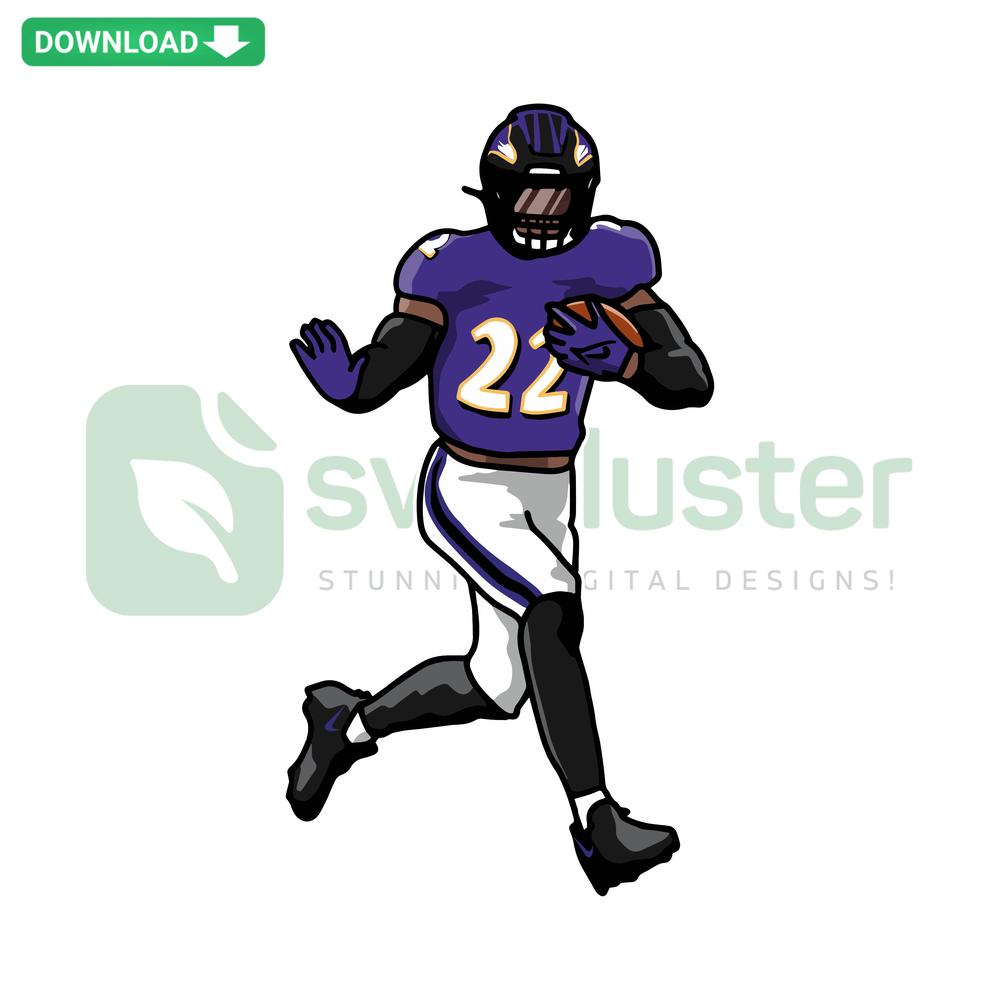 SVG of Derrick Henry in a Baltimore Ravens jersey running, downloadable SVG sports design for Ravens fans