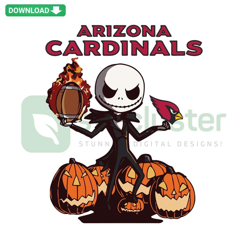 Jack Skellington in Arizona Cardinals gear Halloween SVG, digital asset for cutting, crafting, SVGCluster download.