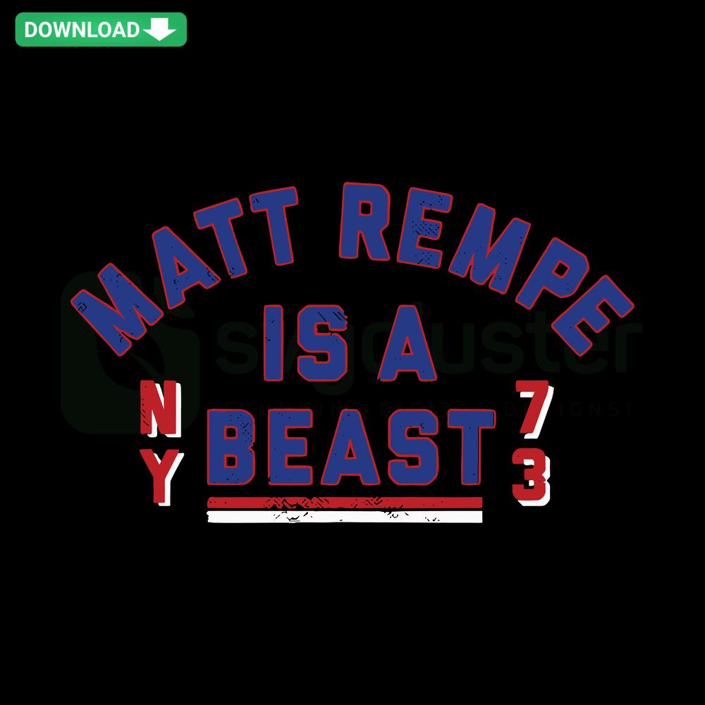 Matt Rempe Beast New York Rangers Hockey SVG; bold text design; sports fan digital download; vibrant team colors