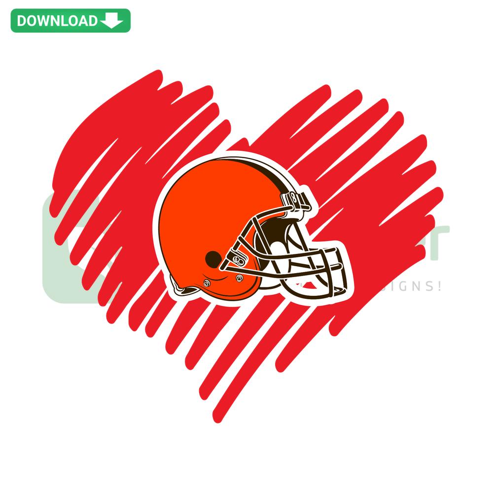 Cleveland Browns Heart SVG design for Cricut, featuring team colors and logo, digital file for commercial use.