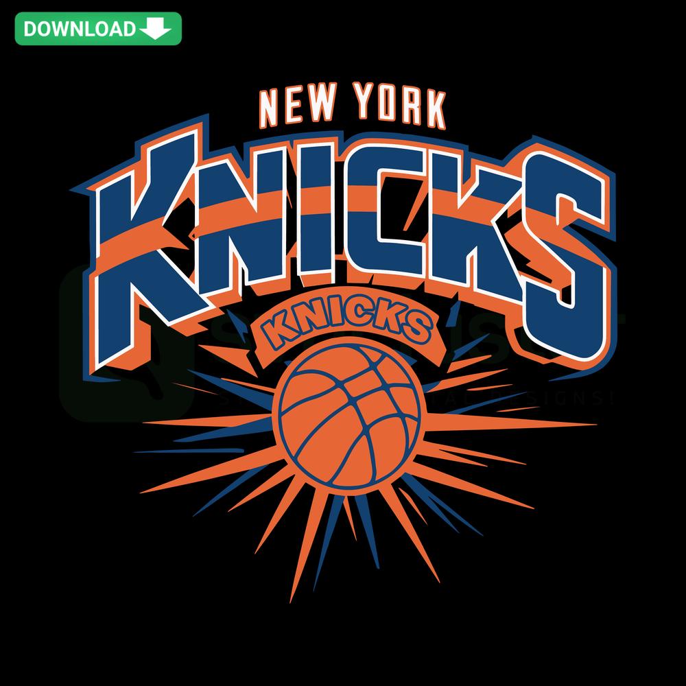 Vintage New York Knicks Basketball SVG Design for Instant Download, NBA-themed graphic, ideal for crafting and personal projects.