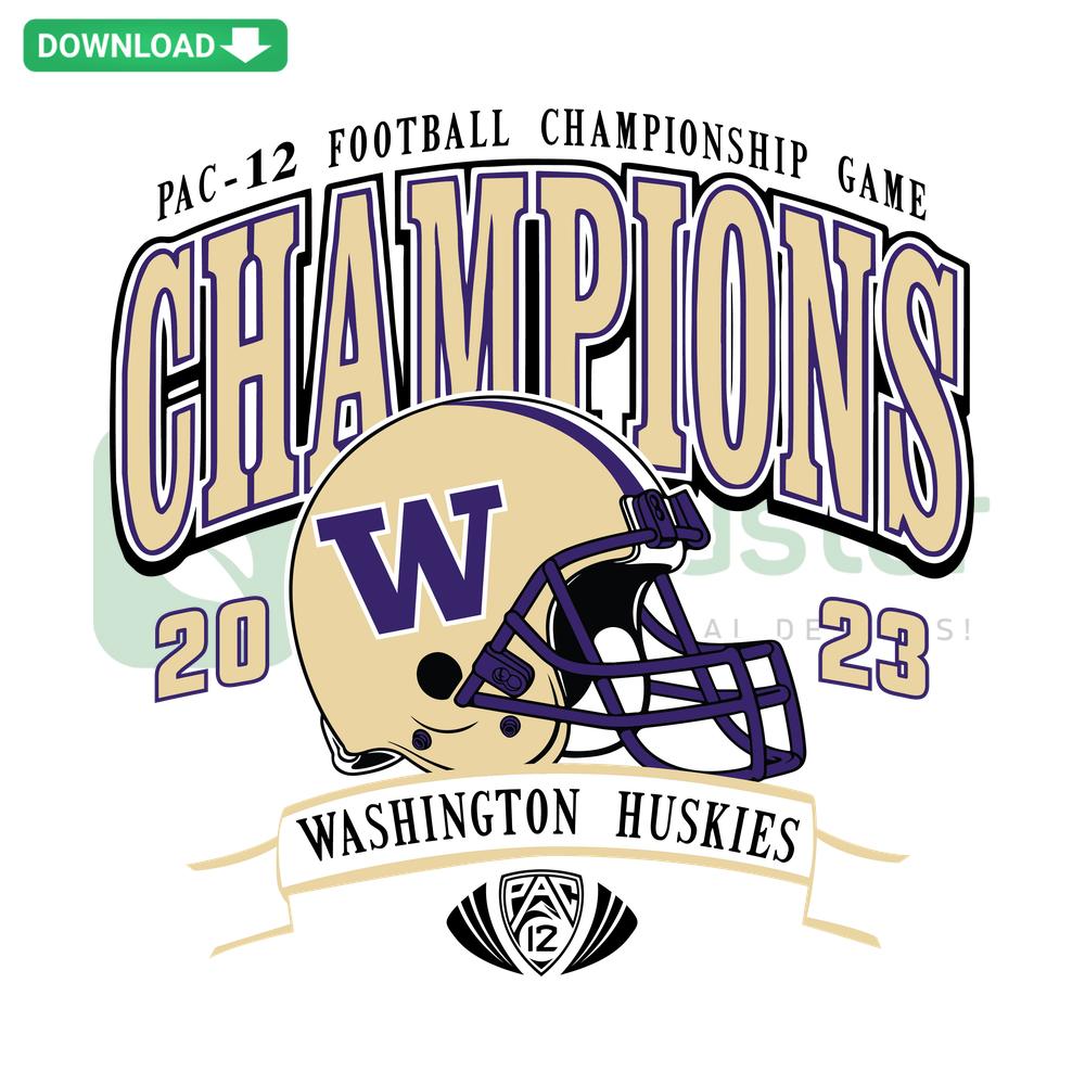 Washington Huskies Football Champions SVG design, iconic purple and gold logo for commercial use, sports team victory graphics.