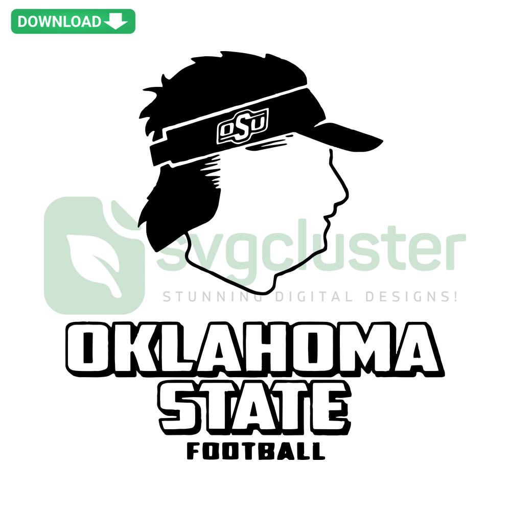 SVG design featuring Oklahoma State football coach Mike Gundy's illustration, bold OSU lettering, premium vector graphic.