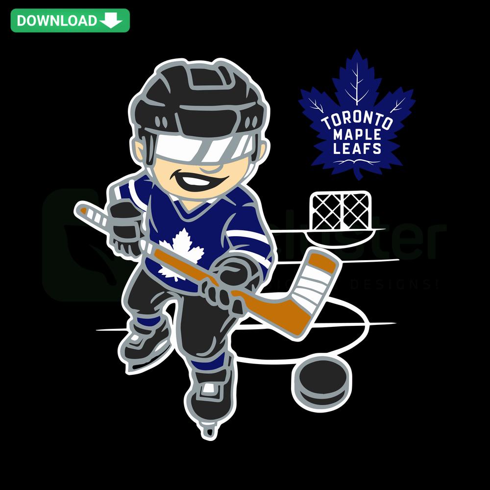 Toronto Maple Leafs Play Hockey SVG Design featuring iconic team logo, perfect for crafting and digital projects, download now.