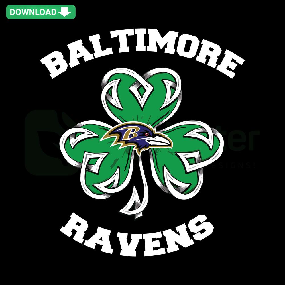 Baltimore Ravens Shamrock St Patricks Day SVG Design, Perfect for Crafts, Holiday Patterns, SVG Files, Ravens Fan Gear