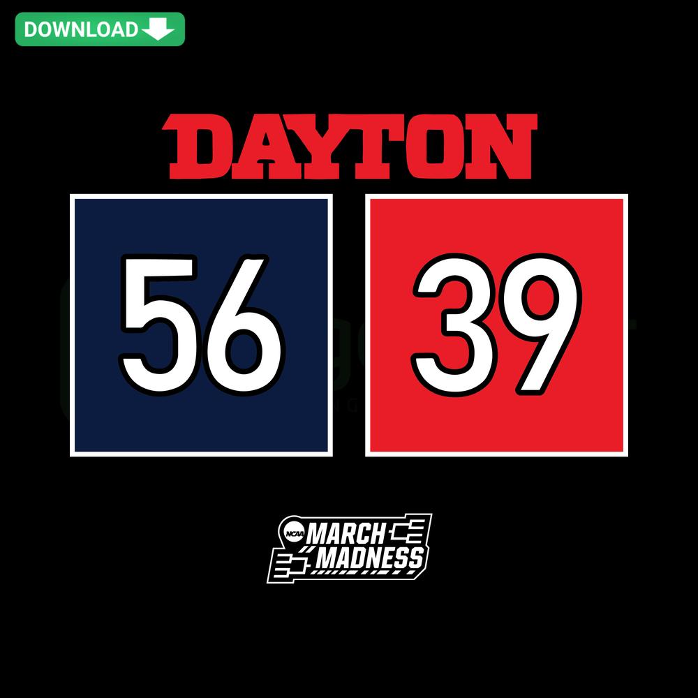 Dayton Basketball 56-39 NCAA Championship SVG, a sleek design for Cricut with bold fonts, team colors; SVG Template for crafting.