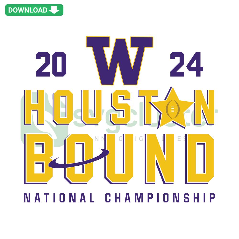 2024 Washington Huskies National Championship SVG, Houston Bound card templates, bold purple logo, sports-themed digital design.