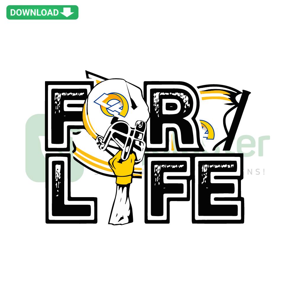 Los Angeles Rams For Life NFL SVG Design: Bold blue and yellow graphic for instant download, perfect for Rams fans.
